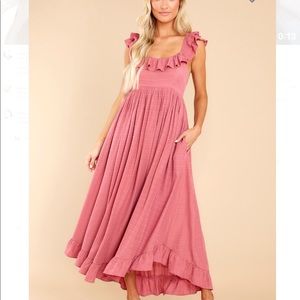 NWT Red Dress Midi Maxi Dress Tie Back